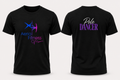 Front and back view of Aerial Fitness Miami Pole Dancer black T-shirt