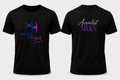 “Front and back view of Aerial Fitness Miami Aerialist Silks black T-shirt