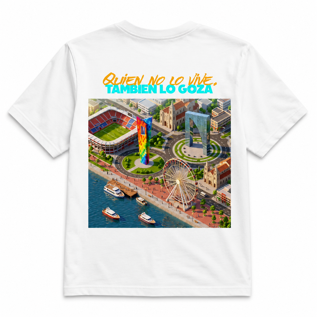 Back of Barranquilla Colombia T-shirt with colorful city graphic