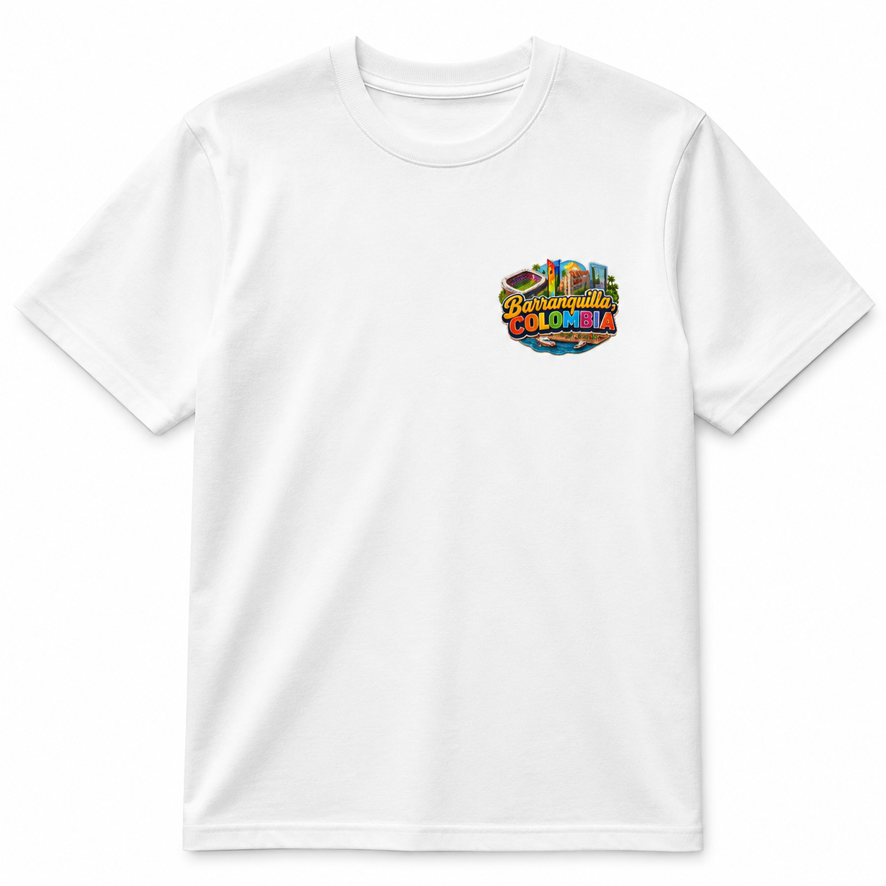Front of Barranquilla Colombia graphic T-shirt with chest design
