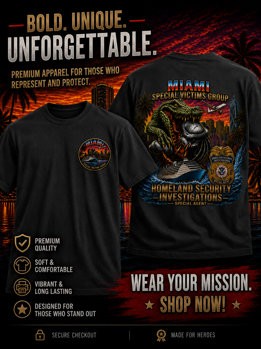 HSI Miami Special Victims Group Short Sleeve Graphic Tee – Limited Edition