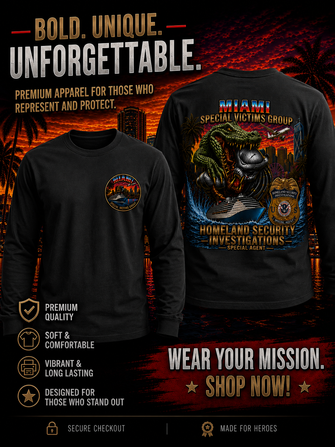 HSI Miami Special Victims Group Long Sleeve Graphic Tee – Limited Edition