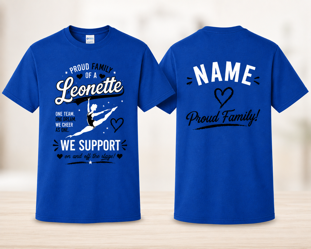 Personalized Leonette dance team shirt front and back with custom name
