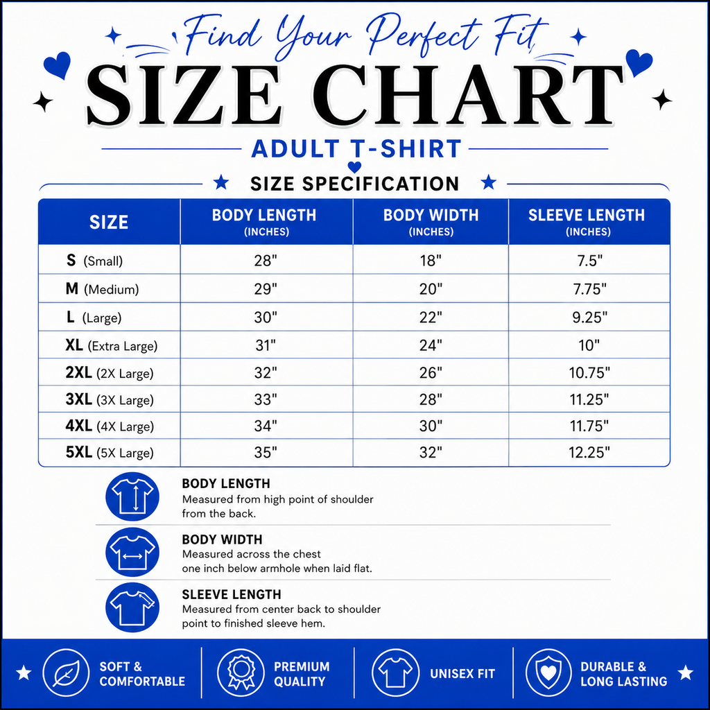 Leonette dance team shirt adult size chart