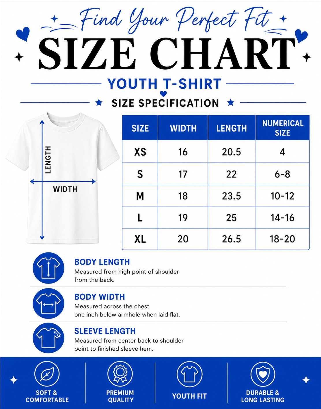 Leonette dance team shirt youth size chart